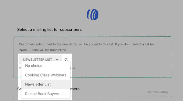 Select AWeber list for subscribers