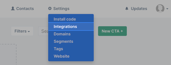 Select Settings and Integrations tab