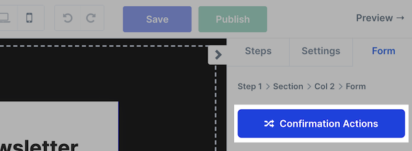 Select Confirmation Actions
