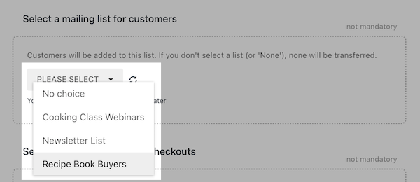Select AWeber list for customers