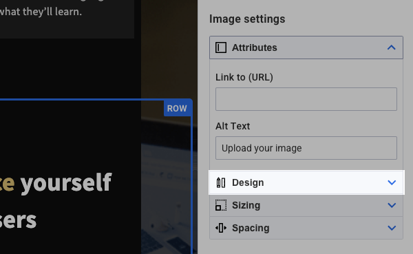 Click Design in the settings on the right side
