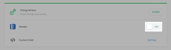 Click the AWeber toggle