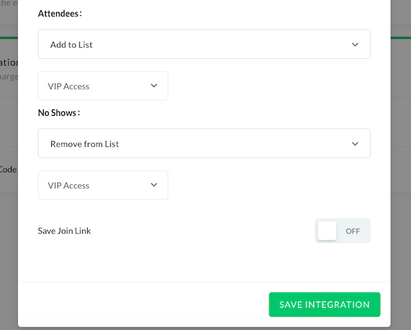 Select attended and no show lists