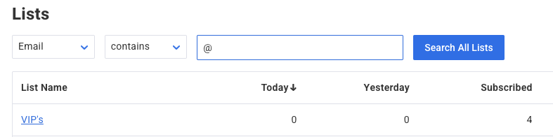 Email contains search