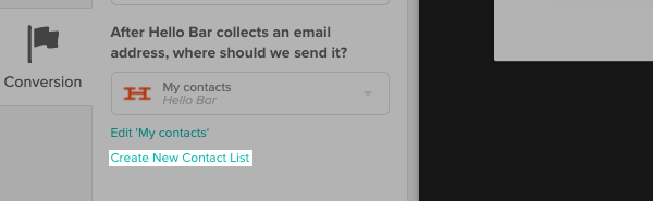Click Create New Contact List