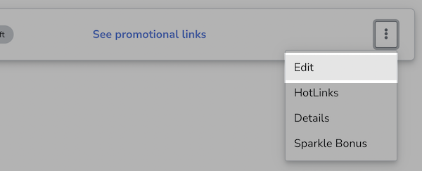 Access the Product Tab and click Edit on the Product