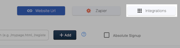 Click integrations button