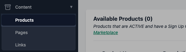 Products tab