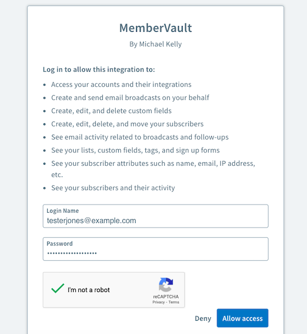 Authorize the integration