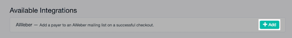 Click Add next to AWeber