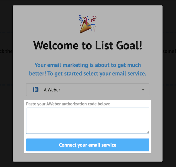 Paste Authorization Code and Click Connect to your Email Service