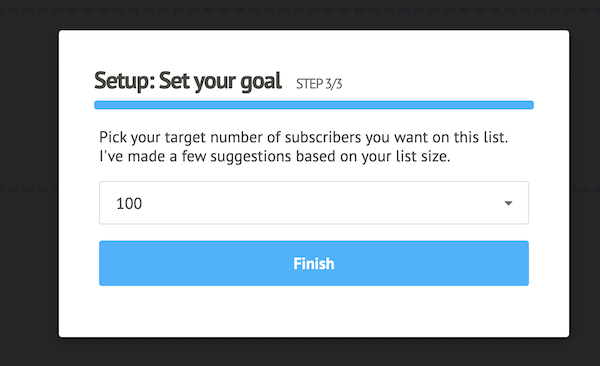Set Goal and Click Finish
