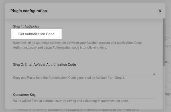 Click Get Authorization Code Button