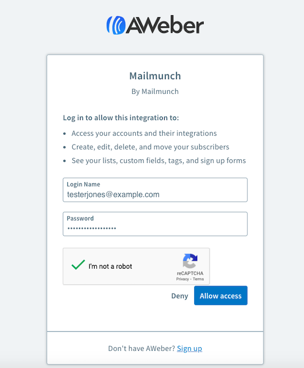 Authorize the integration