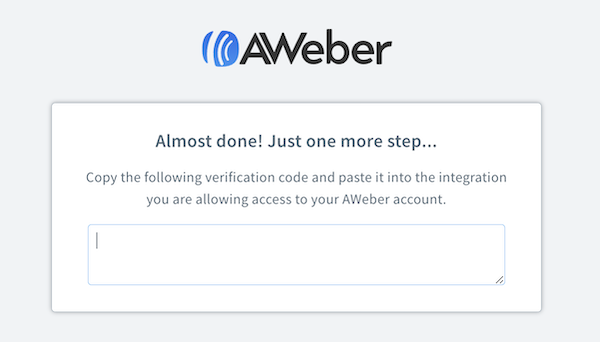 Copy Authorization Code that displays