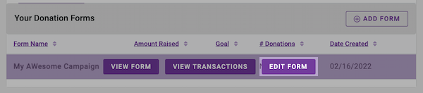 Click Edit Form