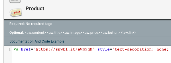 Add the HTML to the Product section