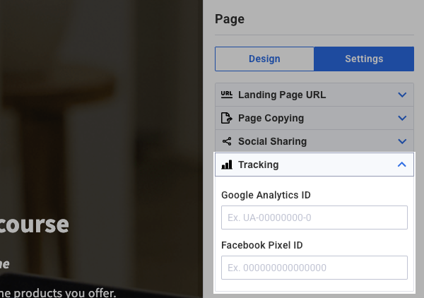 Add your Facebook Pixel ID into Tracking section