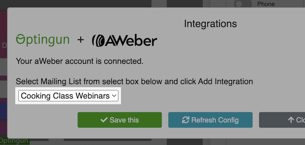 Select AWeber List