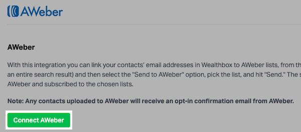 Click Connect AWeber