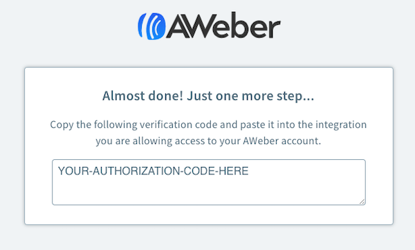 Copy your authorization code