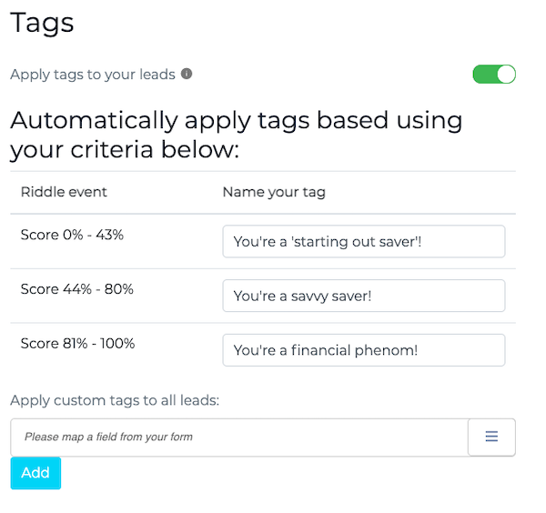 Add tags and save