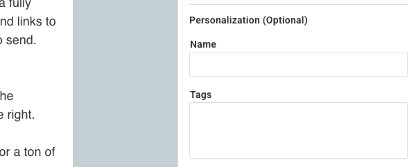 Add any personalizations to the Personalize section