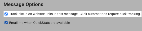 Click the check box next to Track Clicks