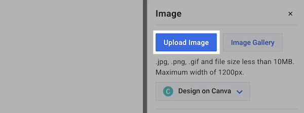 Upload Image Button Highlighted