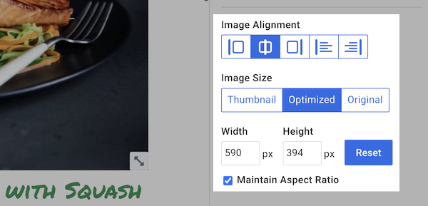 Image settings for image size