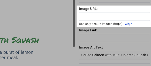 Image URL in Image Settings menu