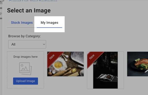 My Images under the Image Gallery Pop Up