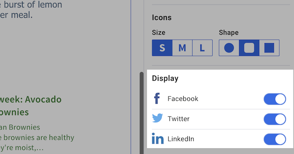 Toggle for Icons to display