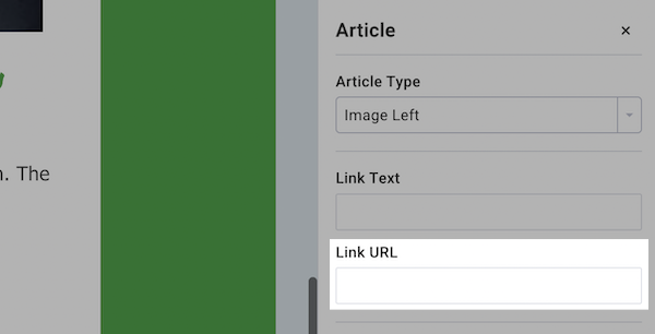 Enter destination URL in Link URL box