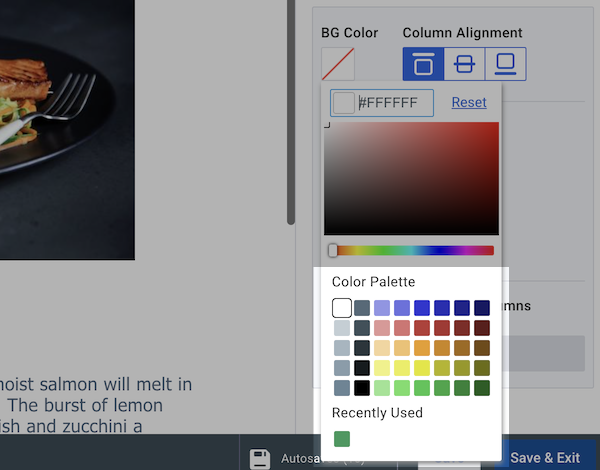 Option to choose from existing color pallete