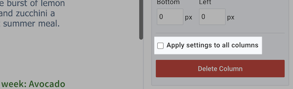 Apply Column settings option