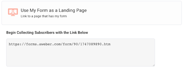 Copy the URL for your AWeber landing page