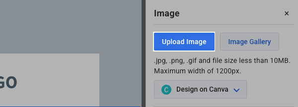 Click Upload Image from the options under Image