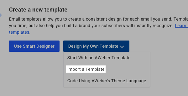 Import a Template option