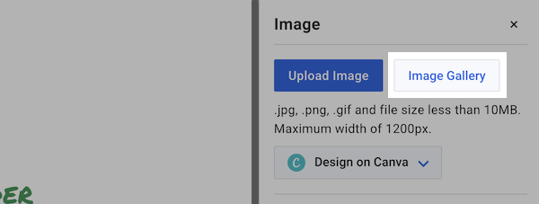 Select Image Gallery button in Image menu