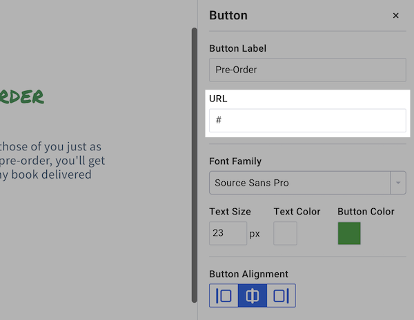 Button URL text box