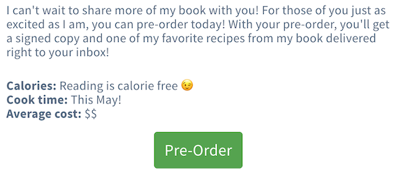 Example of green button that with text, Pre-Order