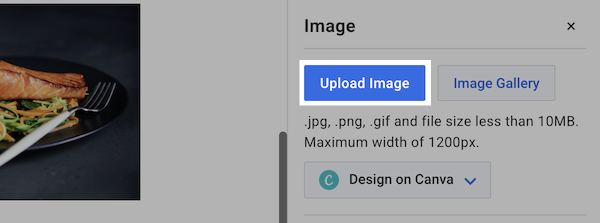 Upload Image under Image Menu