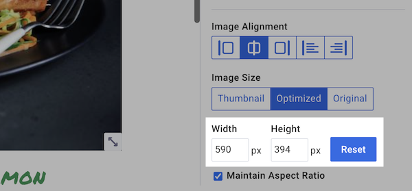 Custom Image Dimensions feild