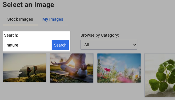 Use the search field to search for keywords