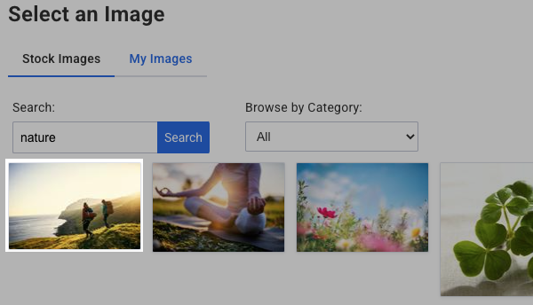 Click on the stock image you would like added to your message