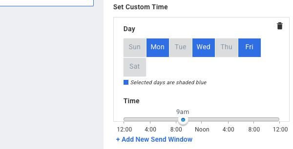 Select specific days to send following campaign message