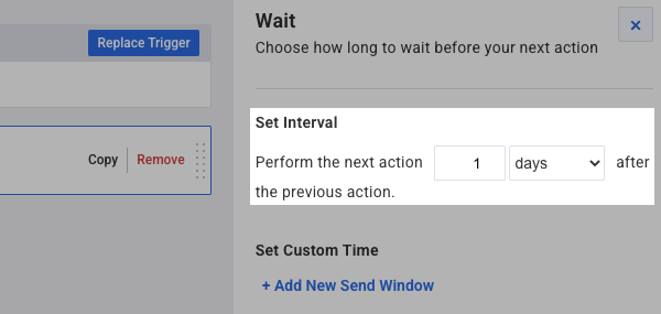 Wait action automatically set to 1 day before performing the next action by default