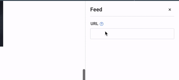 Gif showing how to enter your URL and select an RSS link based on the site