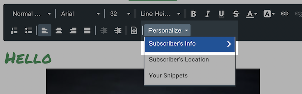 Click Personalize, then Subscriber info